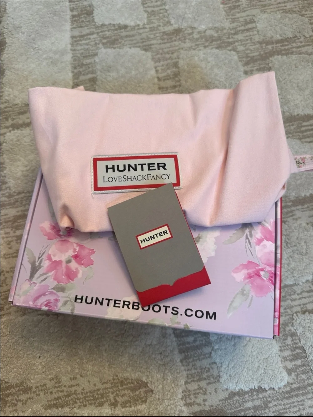 Hunter x LoveShackFancy Lilac Floral Kids Rain Boots size 9